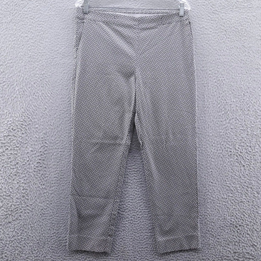 J Jill Essential Slim Ankle Pants Womens 12P Gray Black Geometric Print